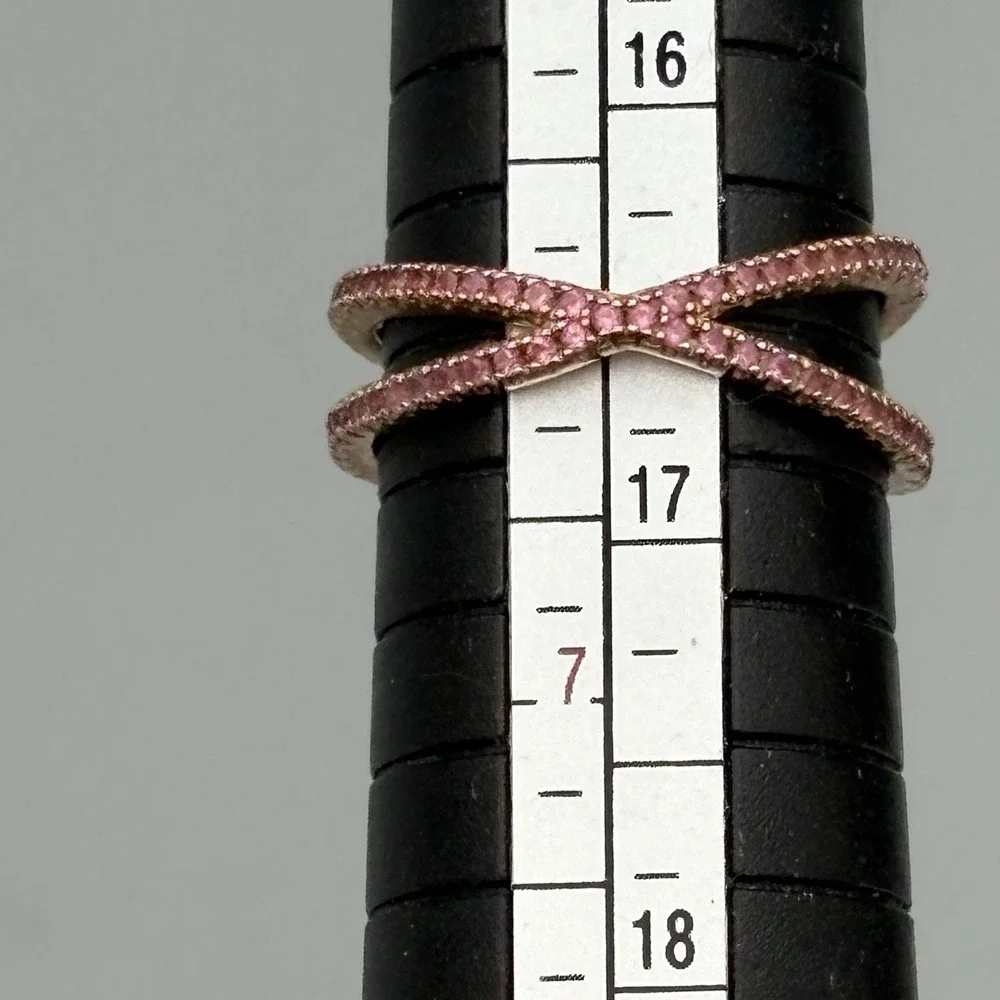 MICHAEL KORS 14K Gold Plated Sterling Silver Criss Cross Ring Size 6 Pink CZ